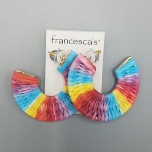 Francesca's Collections Rainbow Macrame Earrings